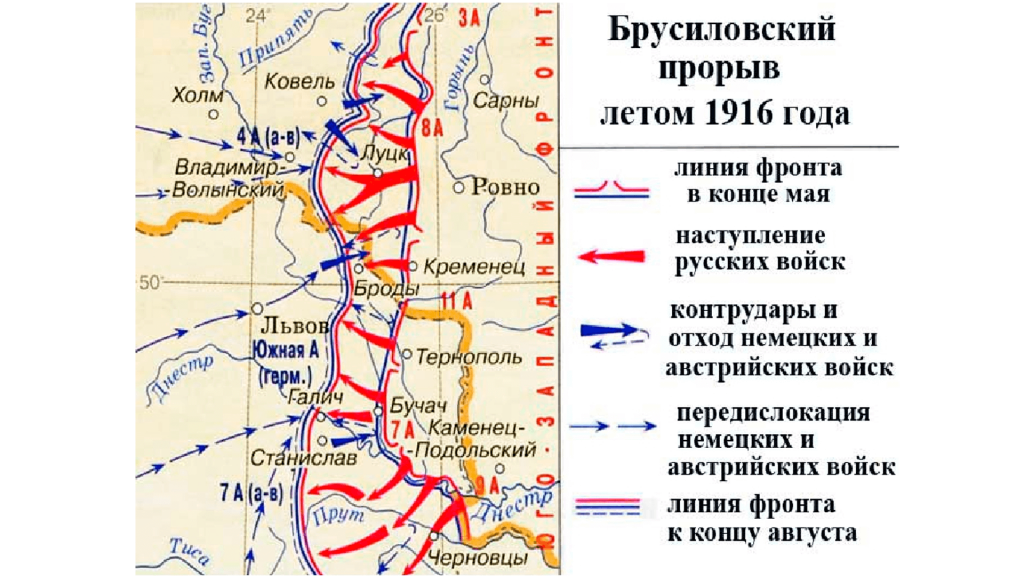 Карта Брусиловской (Луцкой) операции